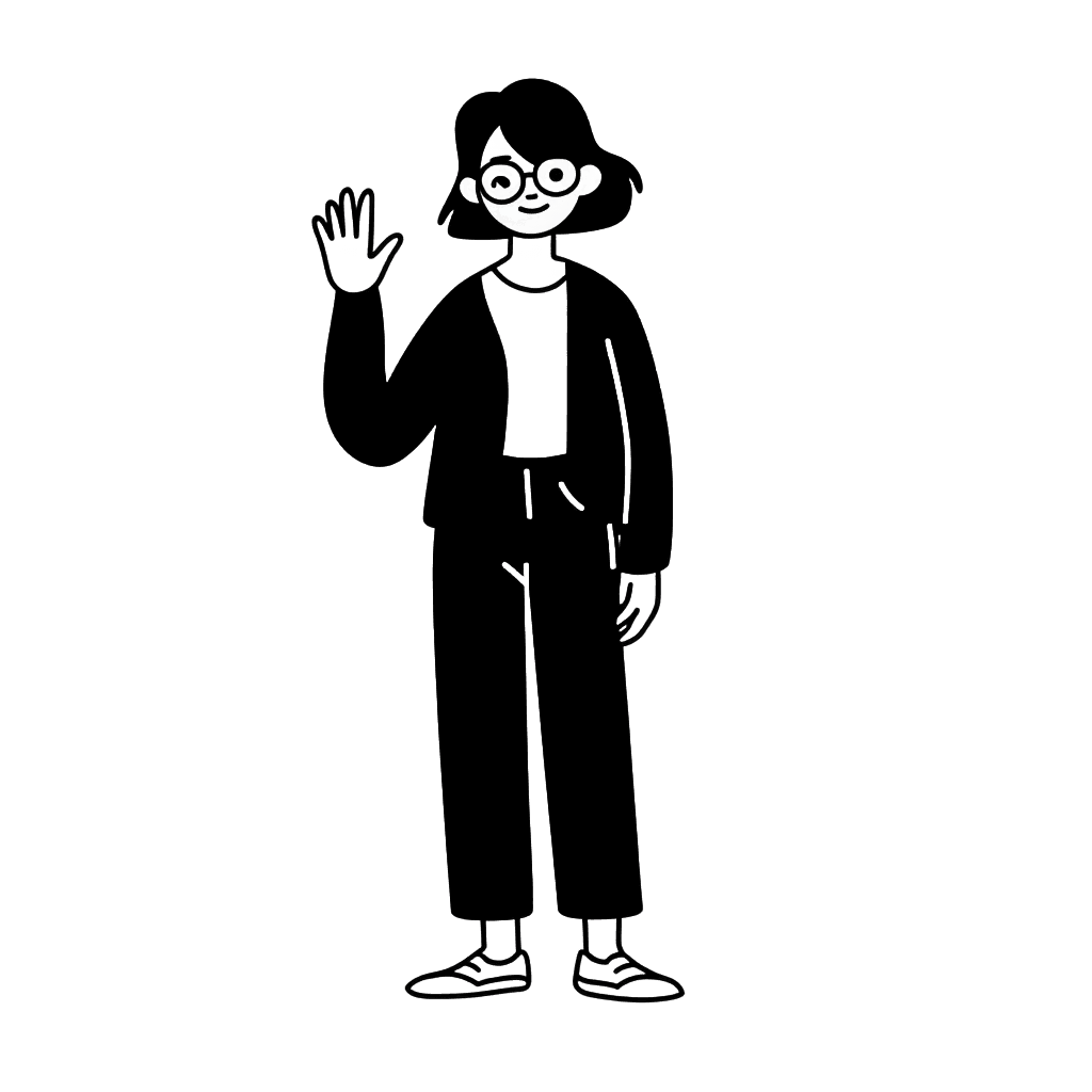Illustration of Aleksandra waving hello