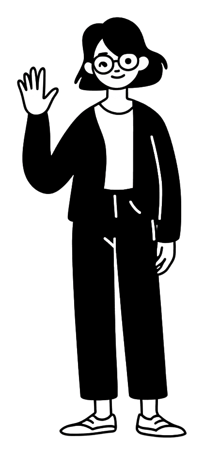 Illustration of Aleksandra waving hello